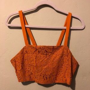 Nwt zara lace orange crop top